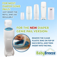 BabyBreeze compatible with Diaper Genie Elite and Essentials pails.