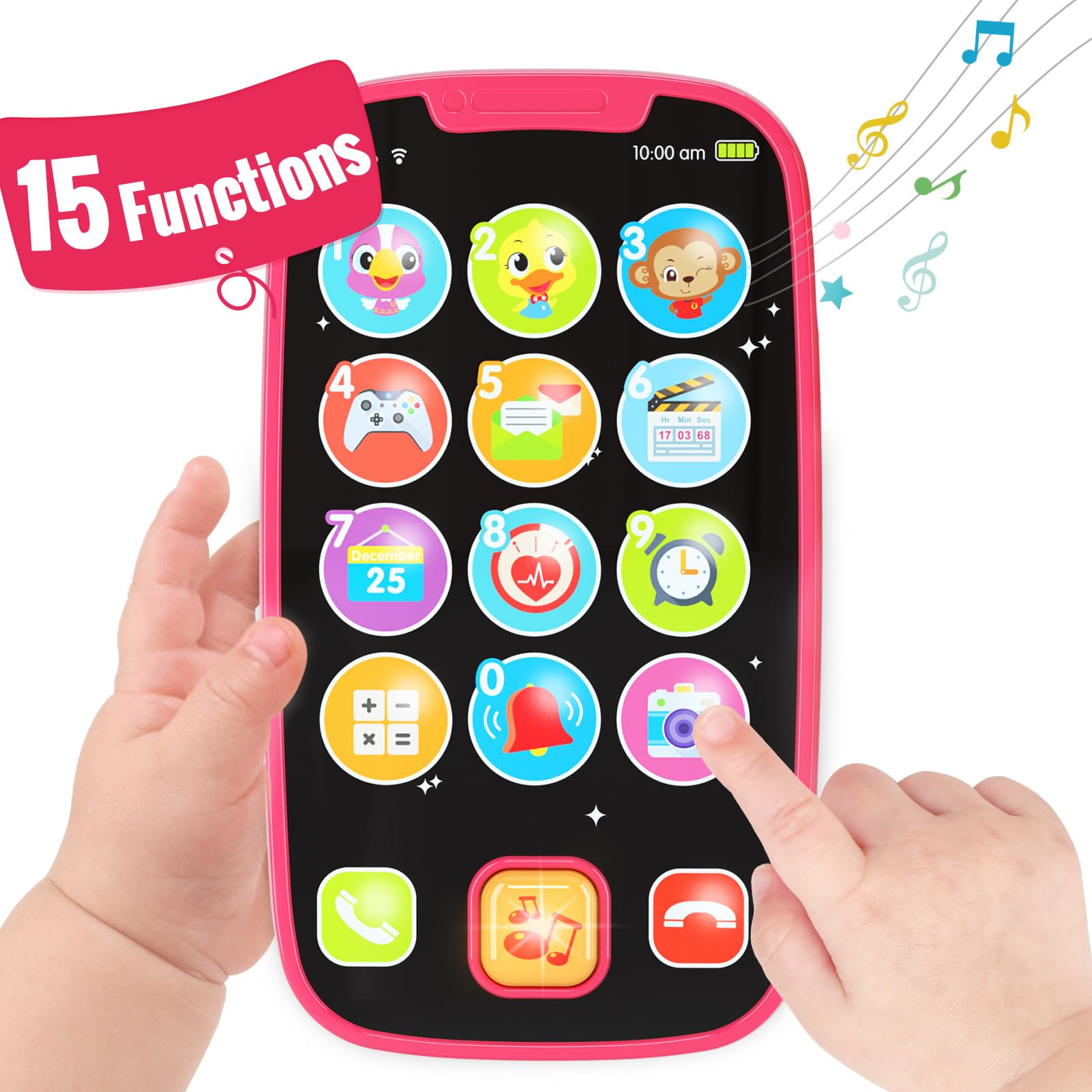 BABYFUNY pink toy phone for early learning and safe play.