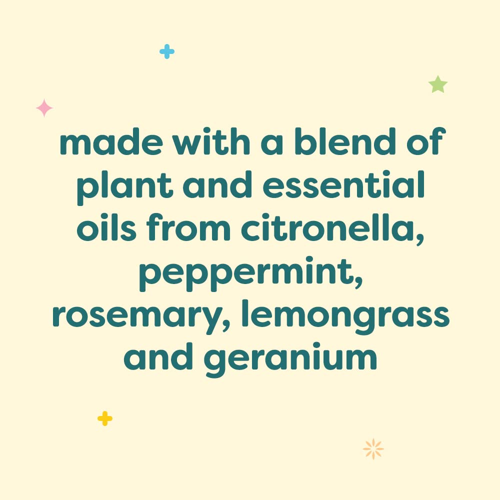 Close-up of BabyGanics label with citronella and lemongrass essential oils.