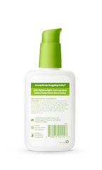 BabyGanics lotion pump showing non-greasy formula for easy outdoor application.