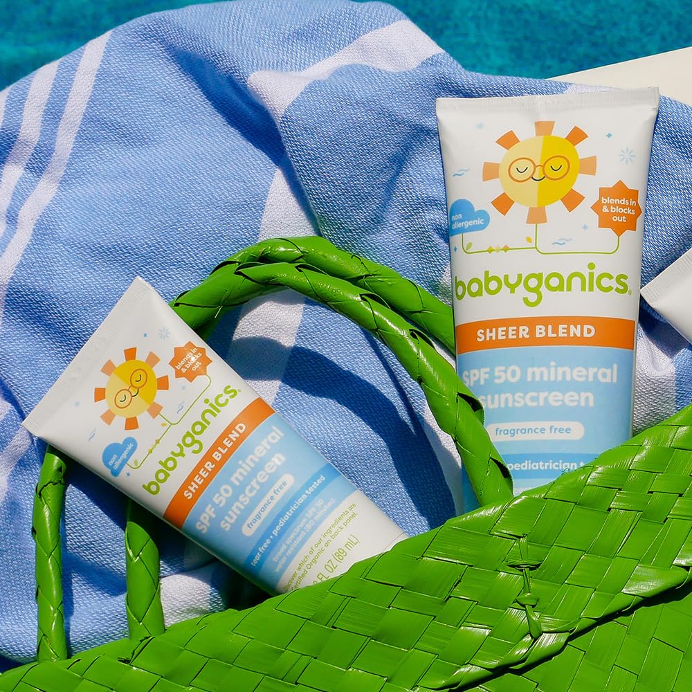 BabyGanics SPF 50 mineral sunscreen lotion, kids outdoor play under sun