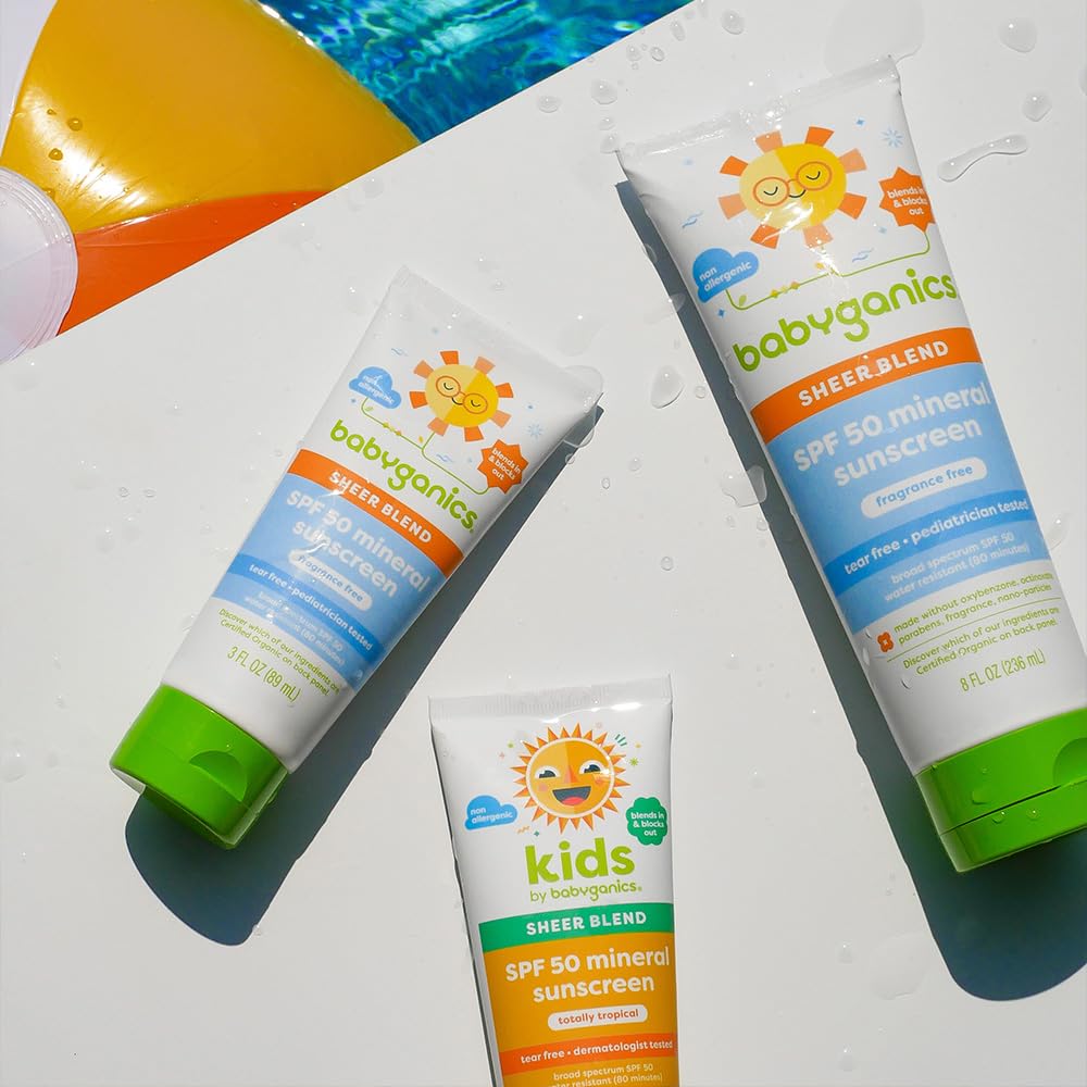 BabyGanics SPF 50 mineral sunscreen lotion, no white residue during application