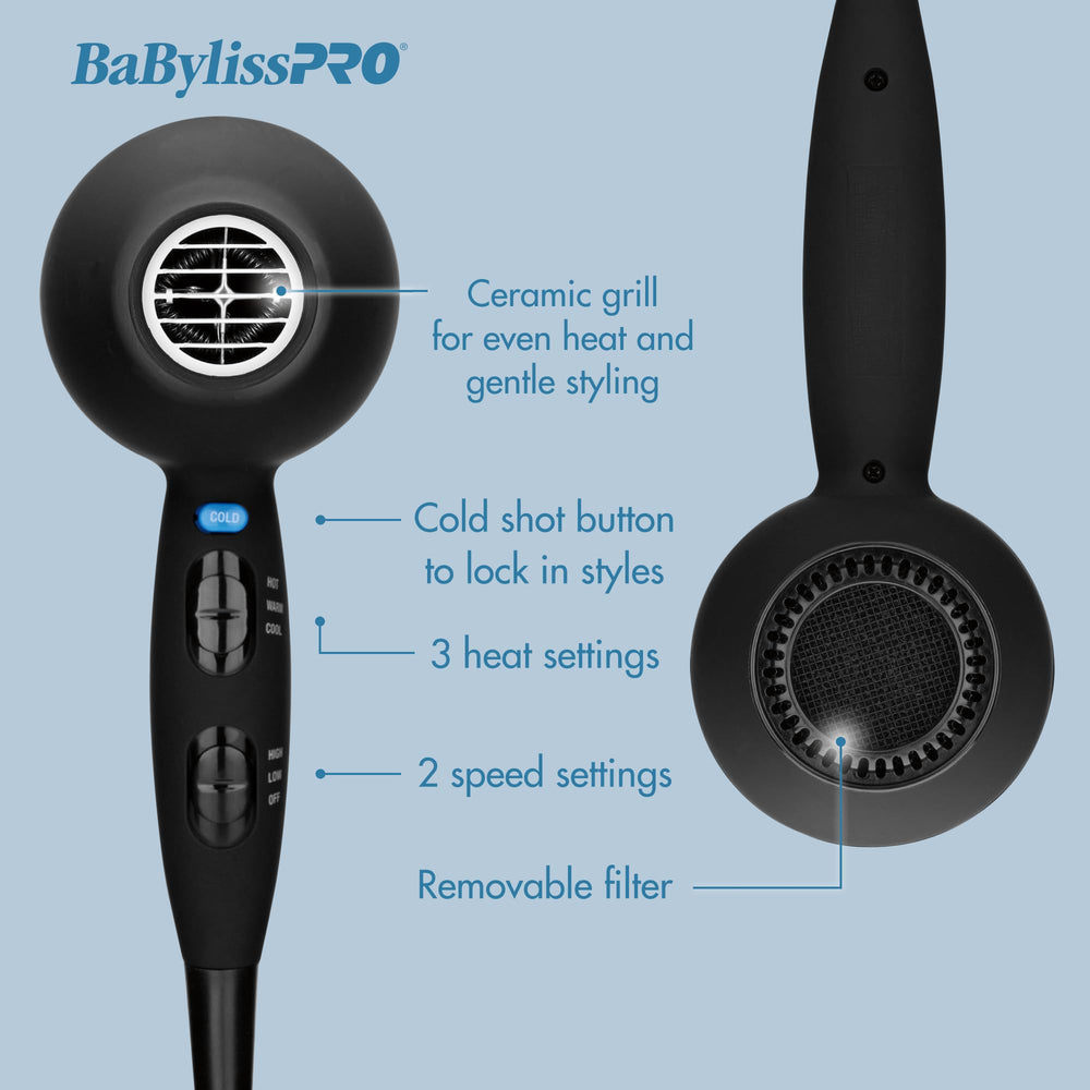 Ceramic technology delivers gentle, even heat for hair protection during drying
