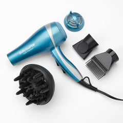 BaBylissPRO Nano Titanium Hair Dryer front view showing compact, ergonomic design for comfortable styling.