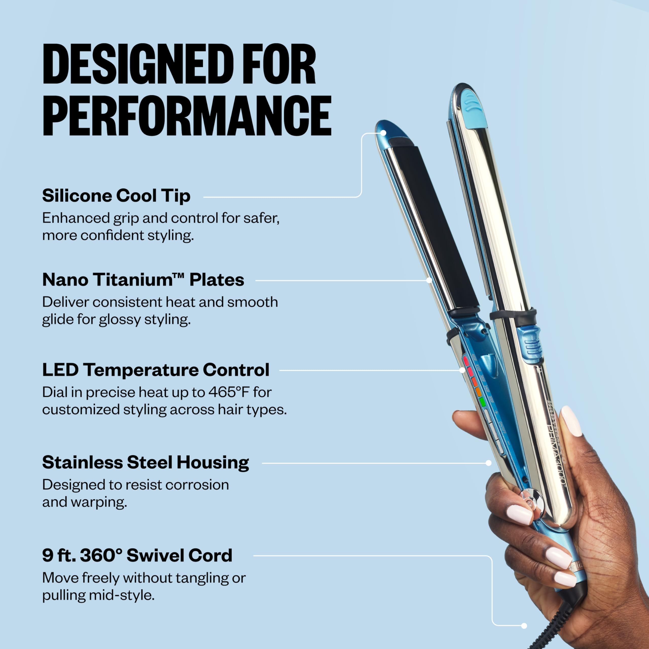 Dual voltage capability of BaBylissPRO Nano Titanium Prima3000