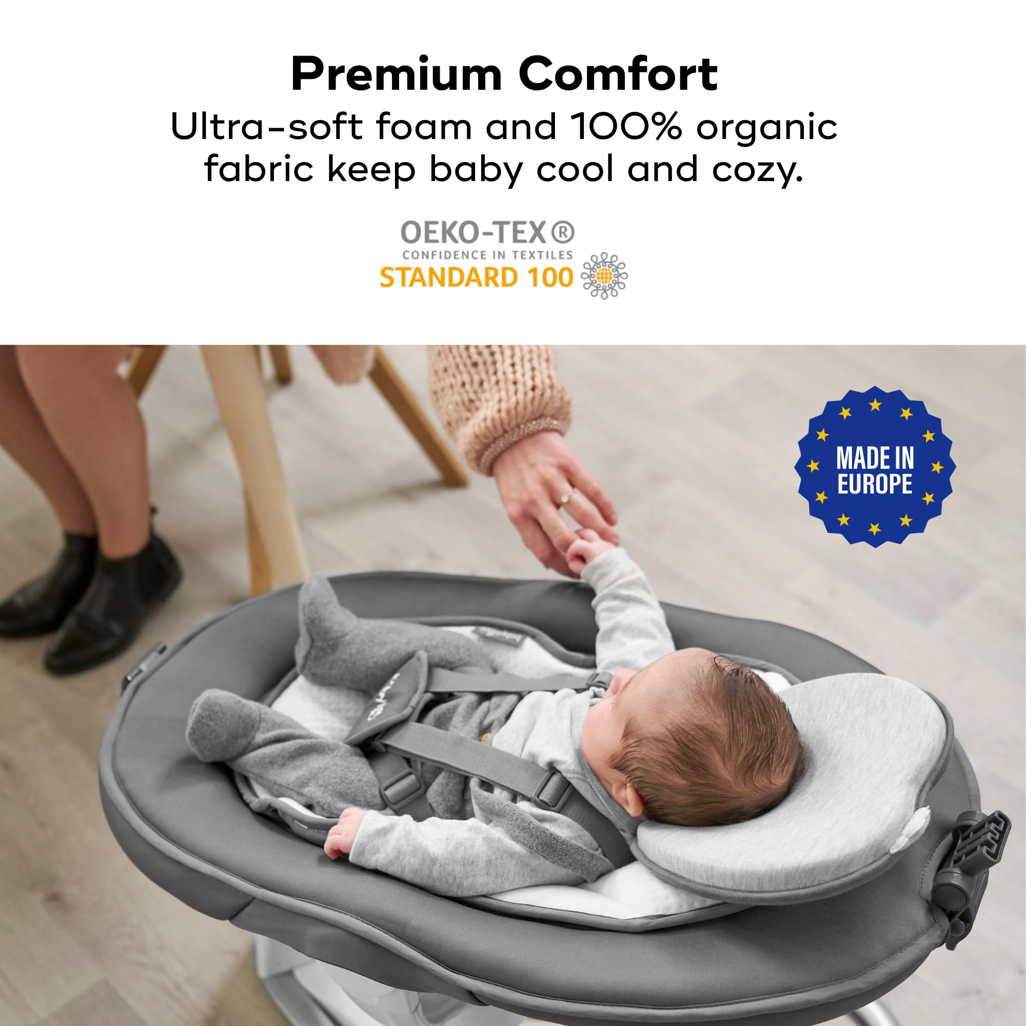 Babymoov Lovenest Organic easy to insert head support fits multiple baby gear.