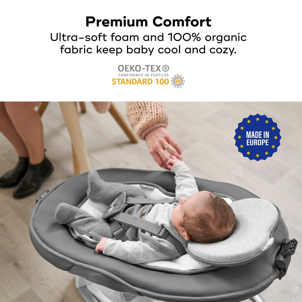Babymoov Lovenest Organic easy to insert head support fits multiple baby gear.