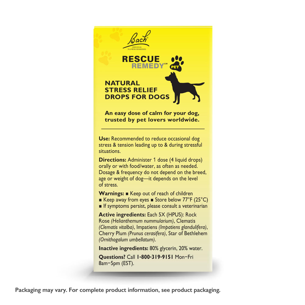 Groomer or vet setting with Bach Rescue Remedy Pet Dropper ready for stress support.
