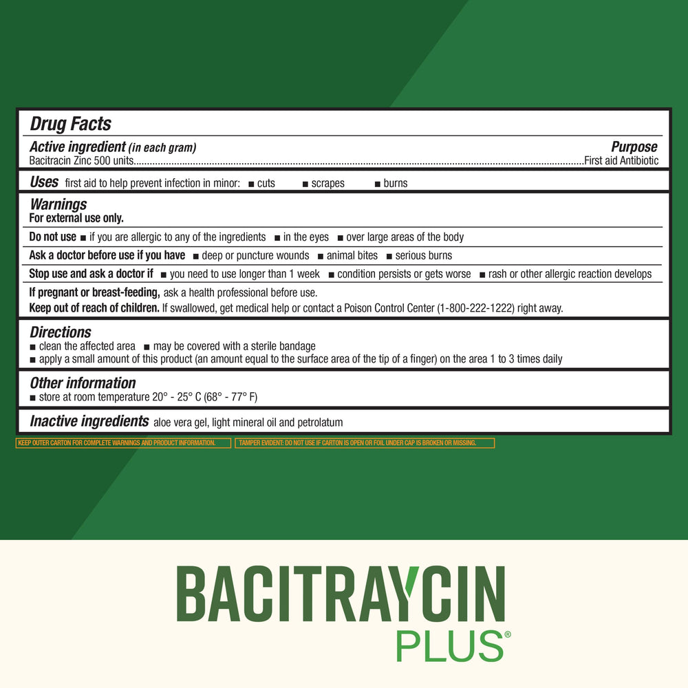 Bacitraycin Plus aftercare for tattoo or piercing healing
