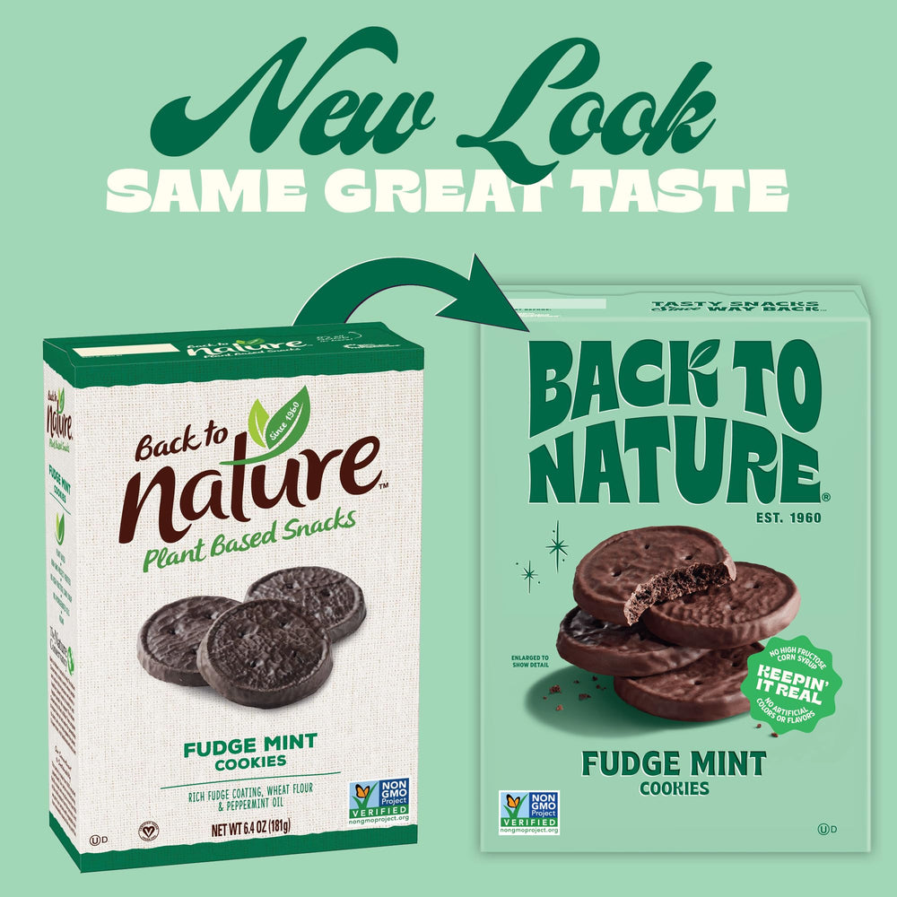 Back to Nature Fudge Mint Cookies freezer-ready, crisp bite after chilling.
