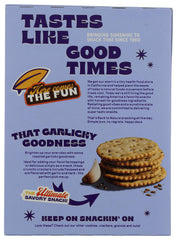 Back To Nature Roasted Garlic & Herb Crackers close-up texture shows wholesome stoneground wheat.