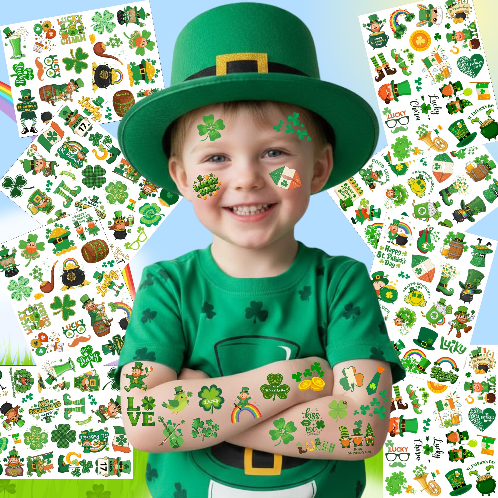 Backtopeia St Patrick's tattoos featuring bright-clover designs for celebrations.