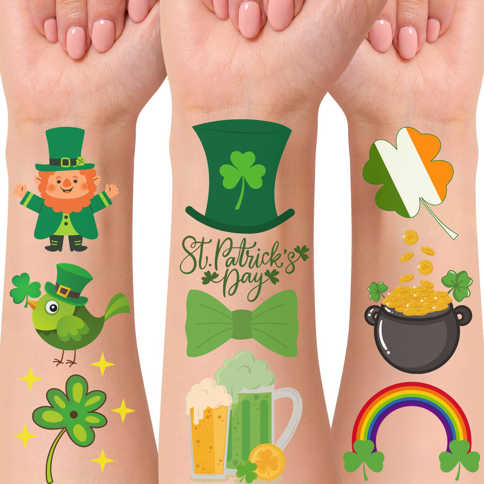 Backtopeia St Patrick's tattoos highlighting gold coins for eye-catching accents