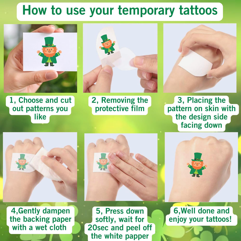Backtopeia St Patrick's tattoos made from non-toxic materials for safe skin use