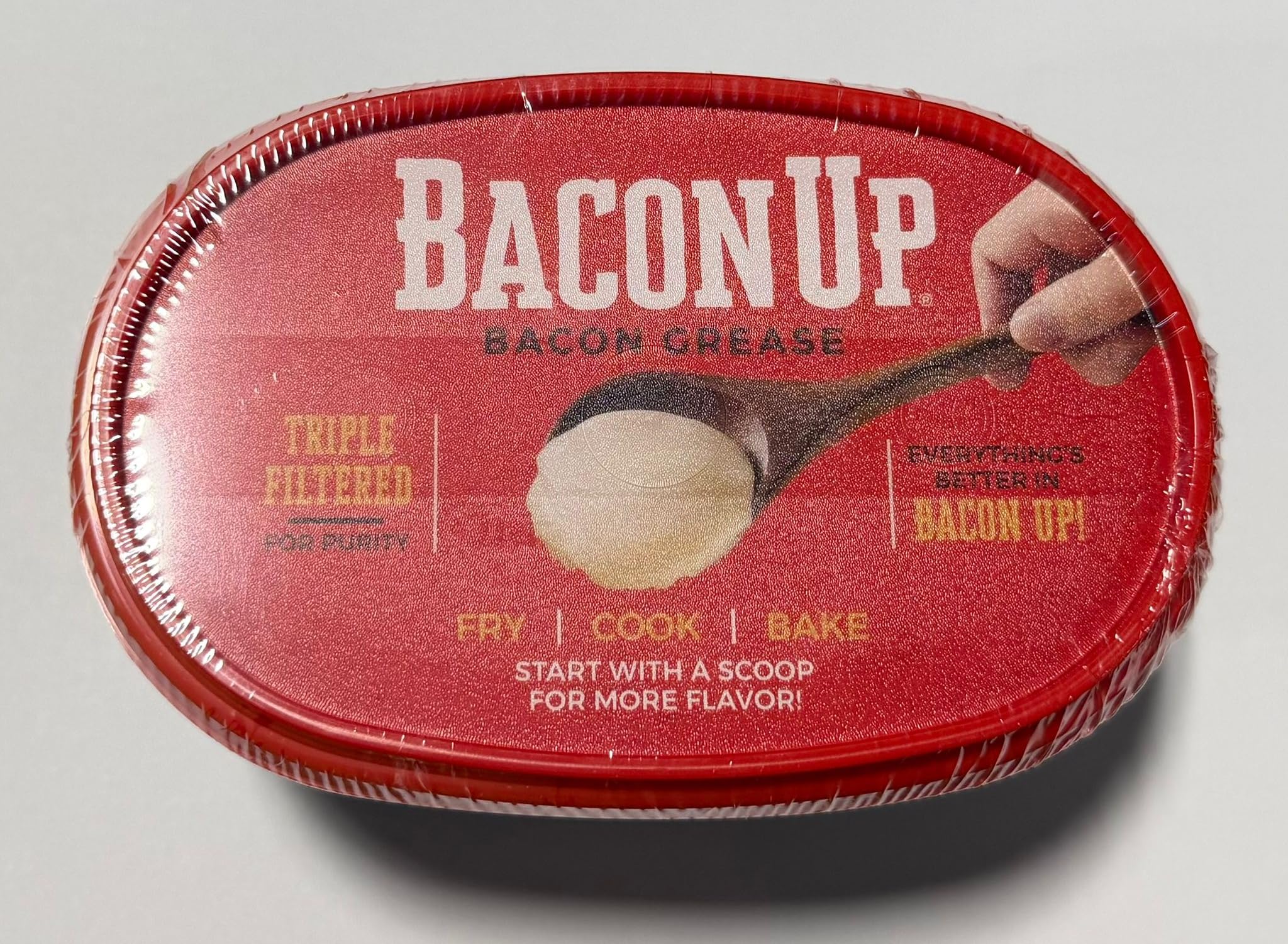 Bacon Up bacon grease baking image highlights even browning for baked dishes.
