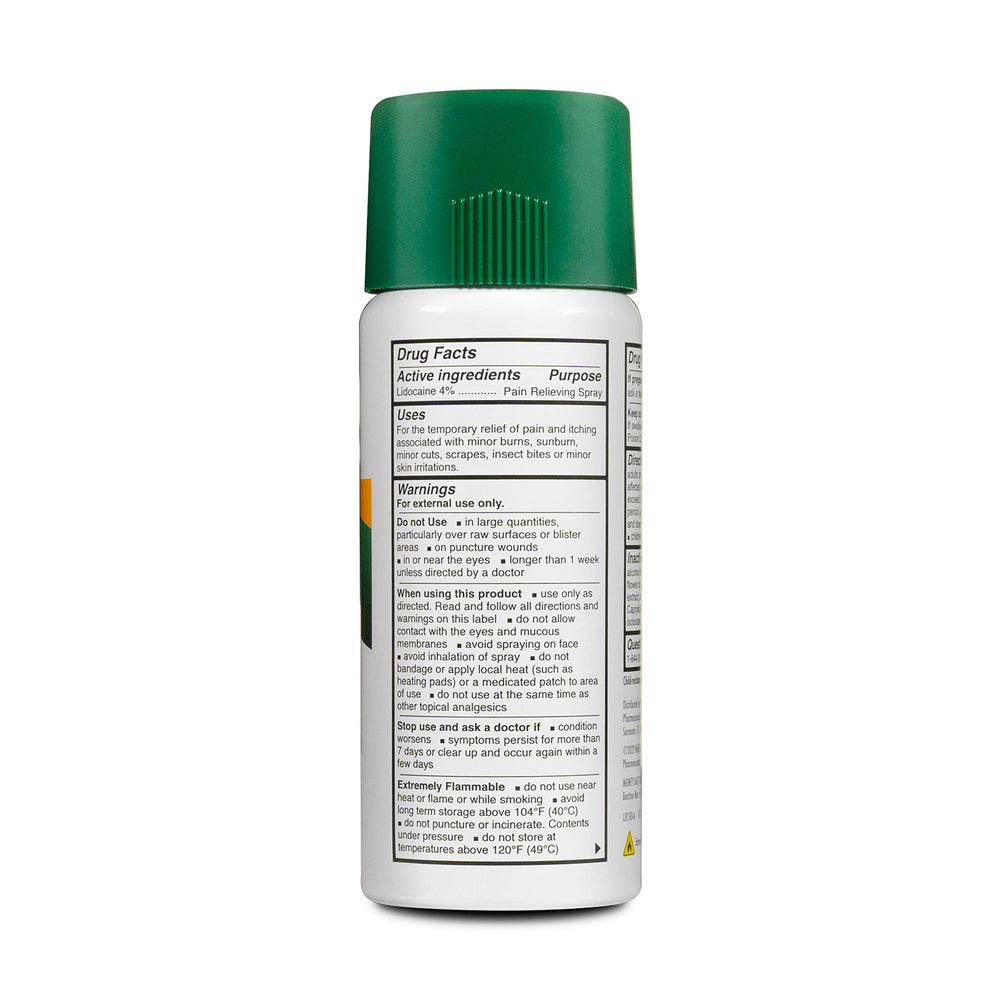 Close-up of Bactine Max Dry Spray nozzle dispensing to soothe minor scrapes.