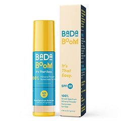 Bada Boom SPF 50 mineral powder close-up showing translucent, non-greasy finish.