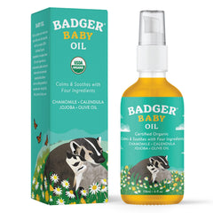 Badger Baby Oil for massage and bonding during gentle routines.
