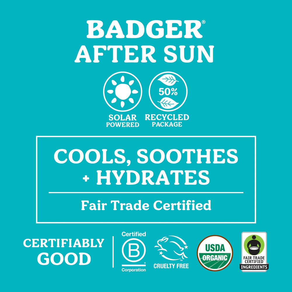 User applying Badger AfterSun Balm on sun kissed skin