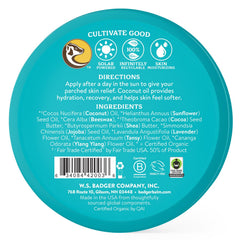 Open tin of Badger Coconut AfterSun Balm showing creamy hydrating texture