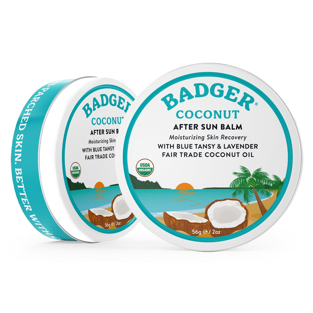 Close up of organic ingredients in Badger AfterSun Balm