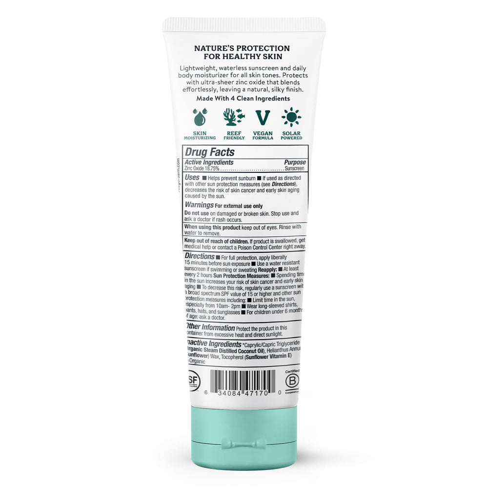 Badger Mineral Daily Sunscreen application-blend shows easy, no-white-cast spreading.