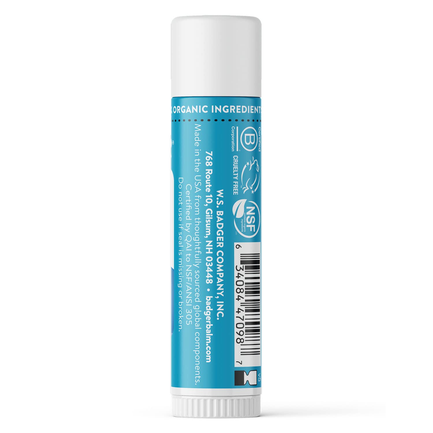 Badger unscented lip balm with 97% organic ingredients nourishes lips.