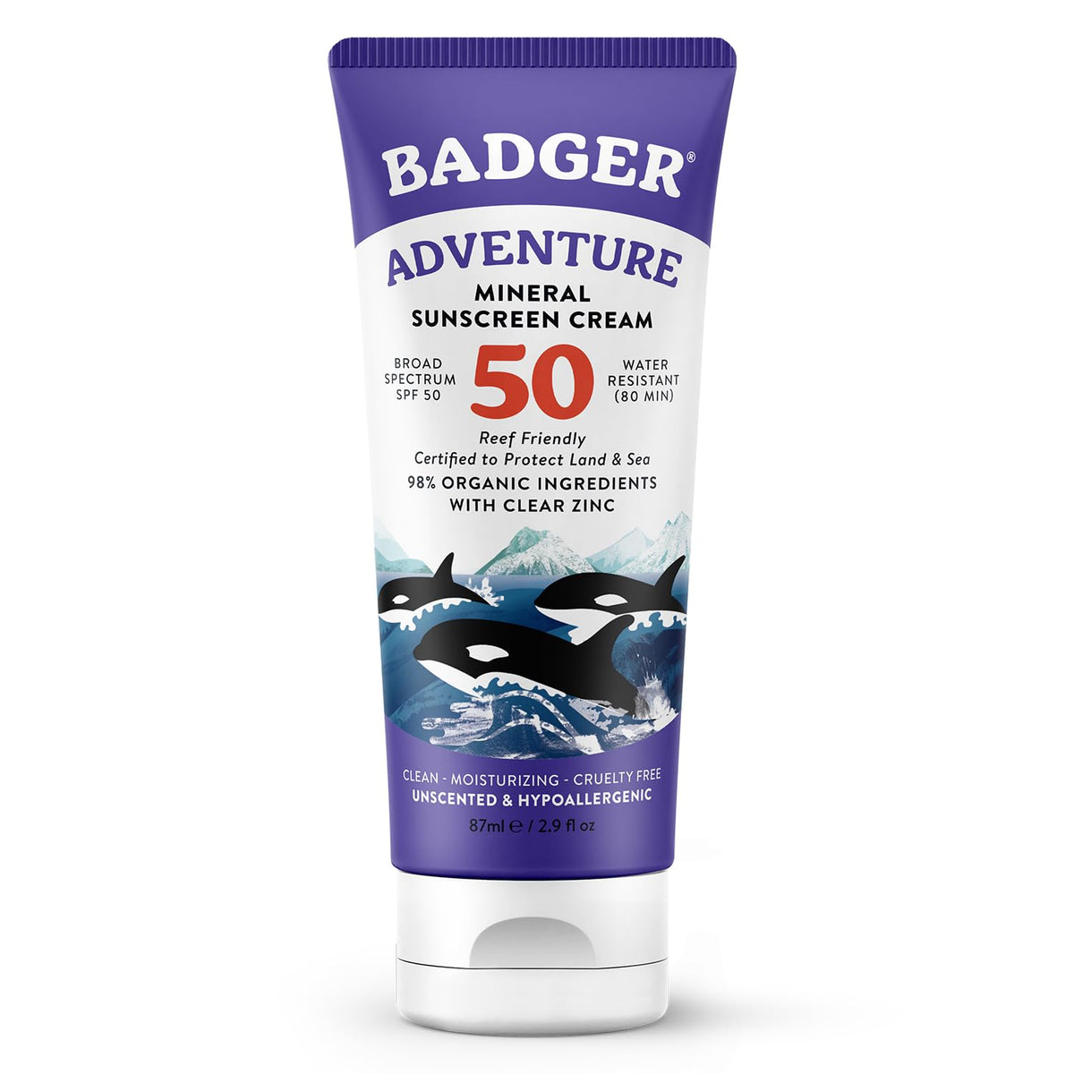 Badger reef-safe mineral sunscreen tube ready for outdoor adventures