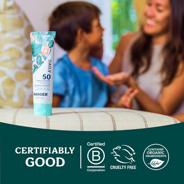 Badger SPF 50 Daily Mineral Sunscreen 50% PCR tube packaging