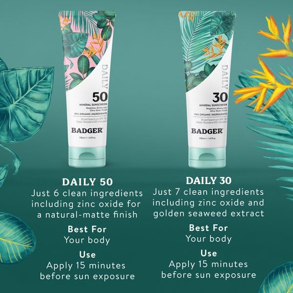 Badger SPF 50 Daily Mineral Sunscreen ideal for daily use