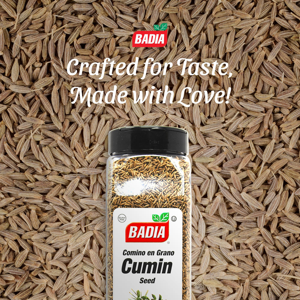 Badia Cumin Seeds storage jar keeping freshness and aroma.