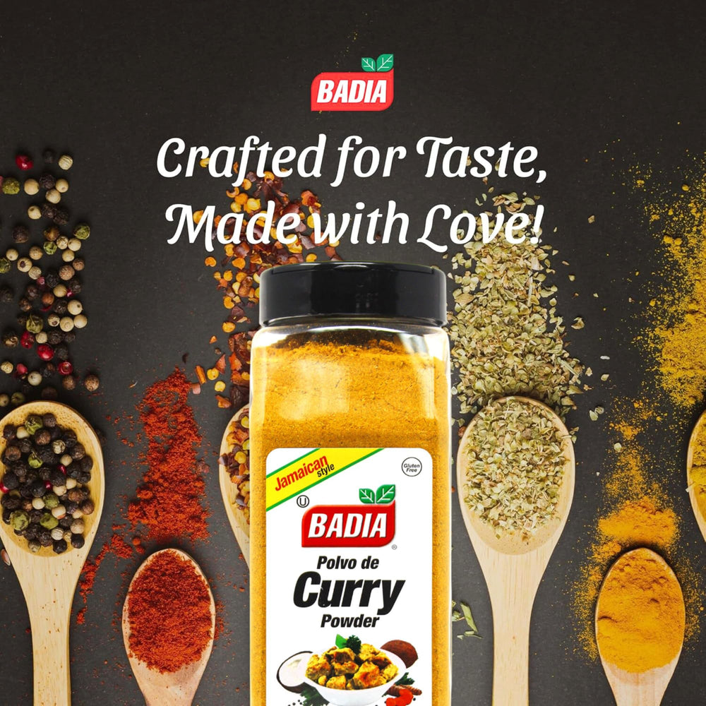Curry dish tinted orange with Badia Jamaican blend