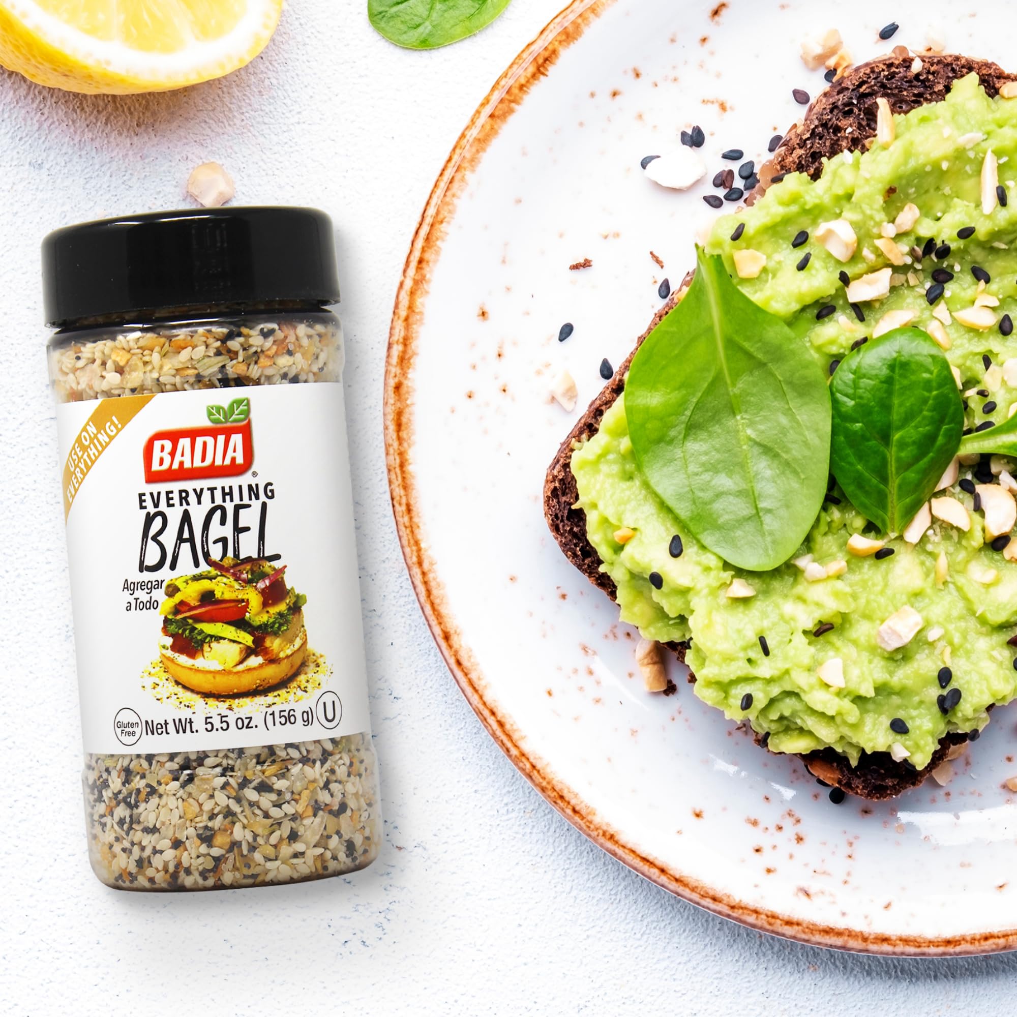 Badia seasoning on avocado toast for vibrant flavor.