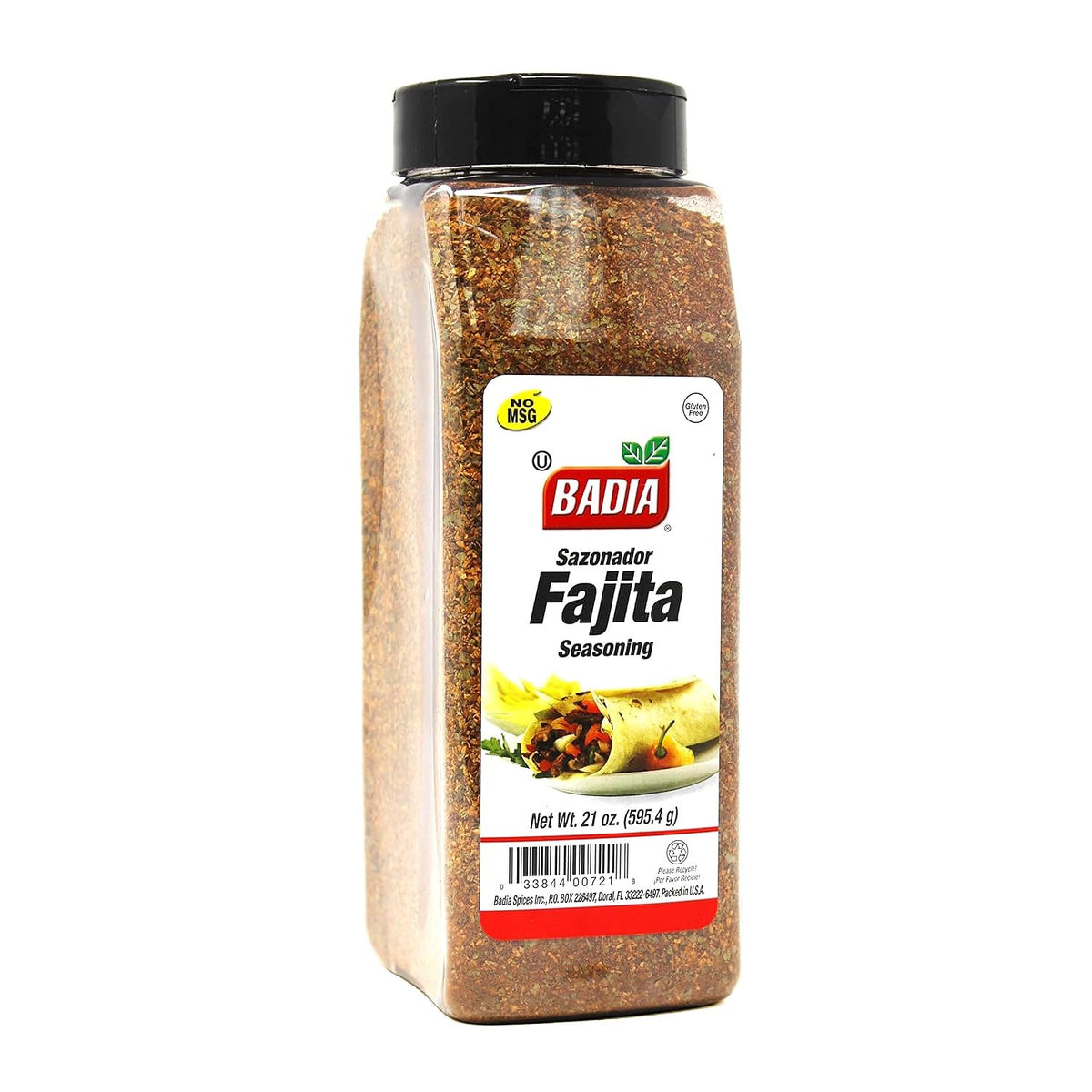 Badia Fajita Seasoning bottle front showcasing bold Tex-Mex flavor for fajitas.