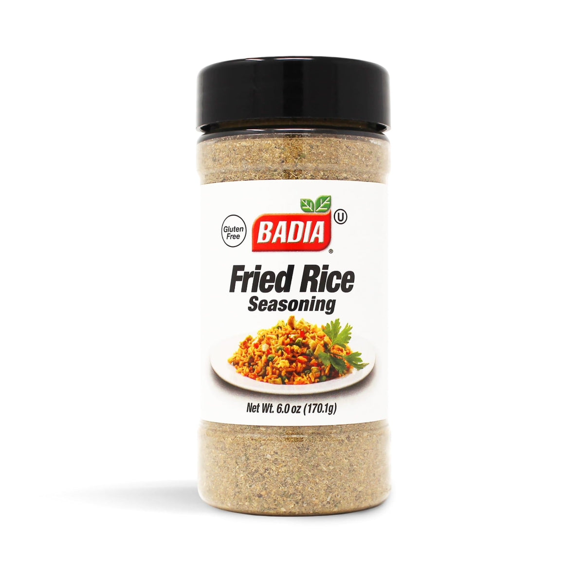 Badia Fried Rice Seasoning bottle on counter for quick, flavorful meals.