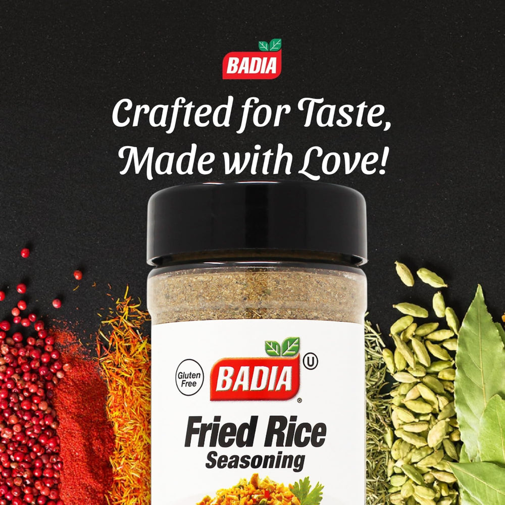 Badia Fried Rice Seasoning dusted over freshly cooked fried rice.