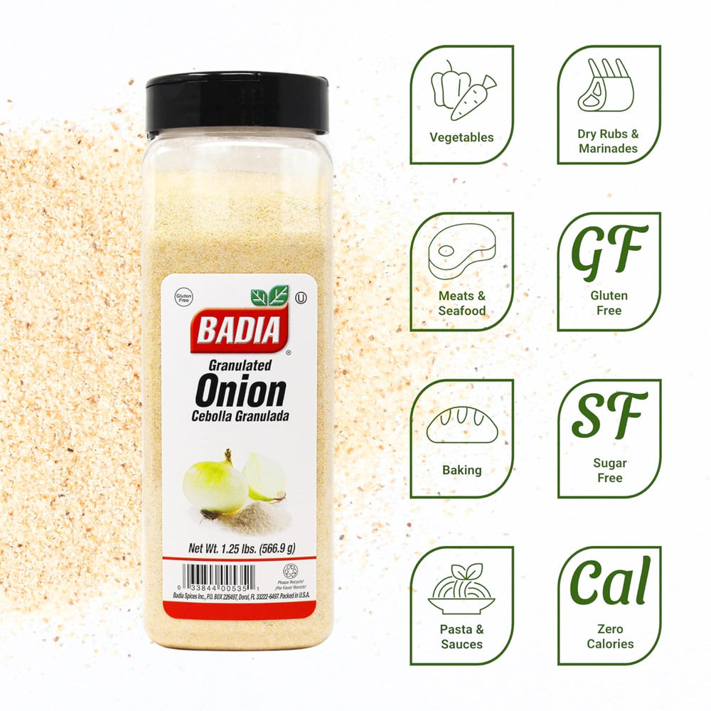 Badia Granulated Onion pouring into pot for quick flavor boost