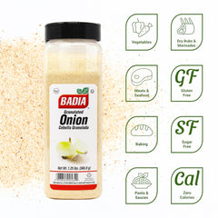 Badia Granulated Onion pouring into pot for quick flavor boost