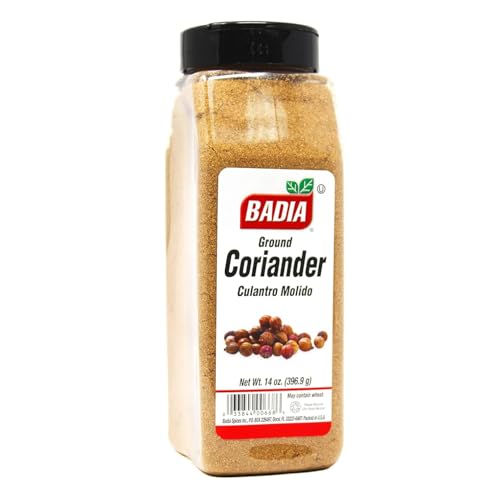 Close-up of Badia ground coriander powder showing texture