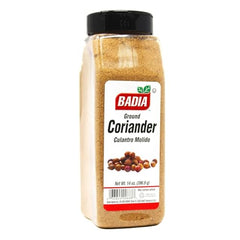 Close-up of Badia ground coriander powder showing texture