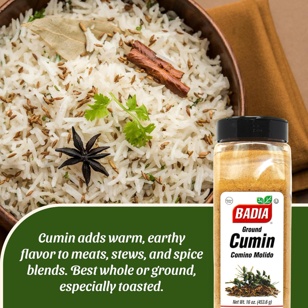 Badia Ground Cumin curry dish scene, versatile spice for Indian-inspired meals