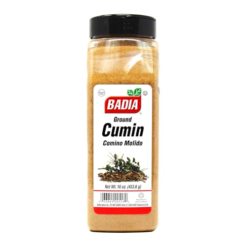 Badia Ground Cumin powder texture close-up, rich earthy warmth for global dishes