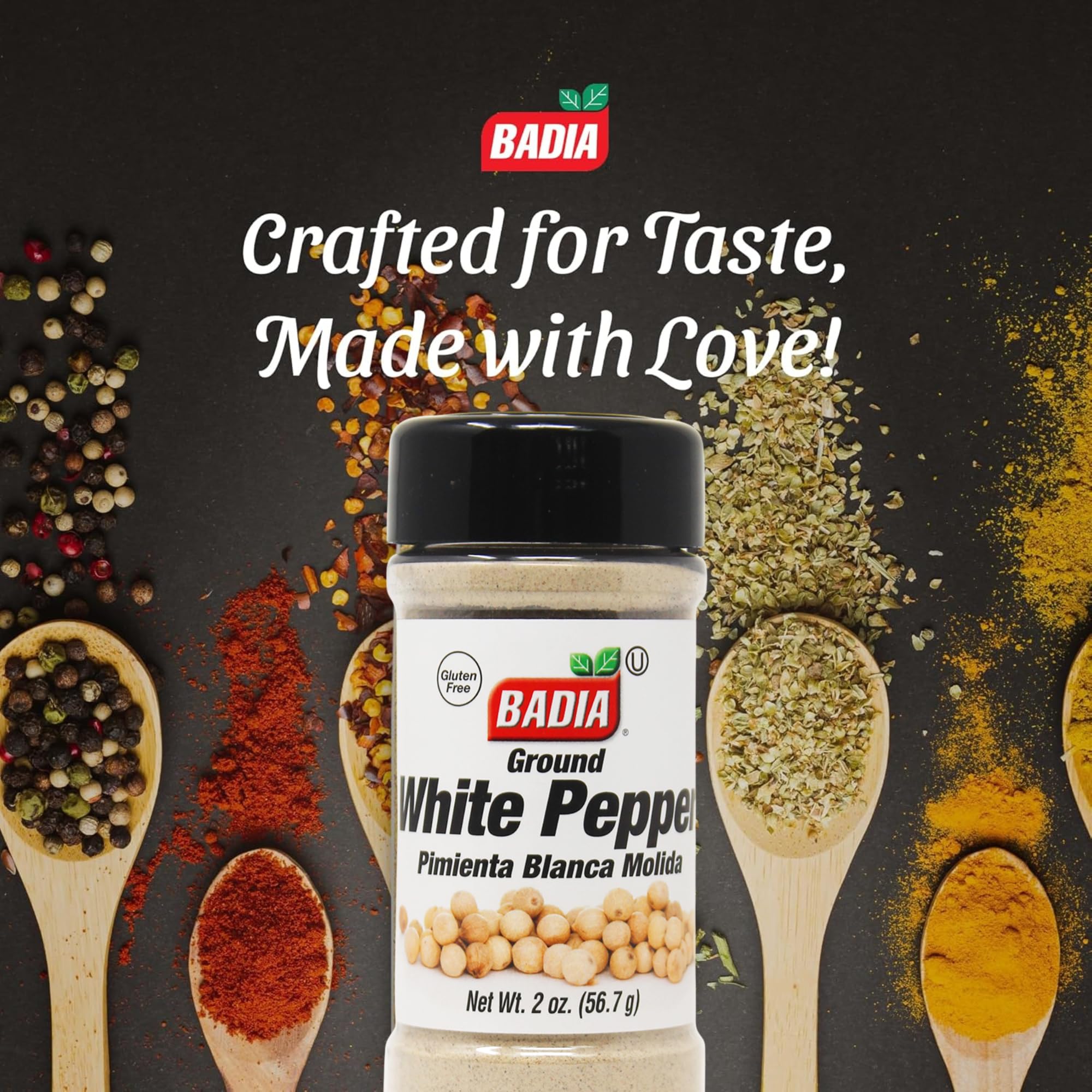 Badia ground white pepper over creamy sauce showcasing subtle spiciness and clean appearance