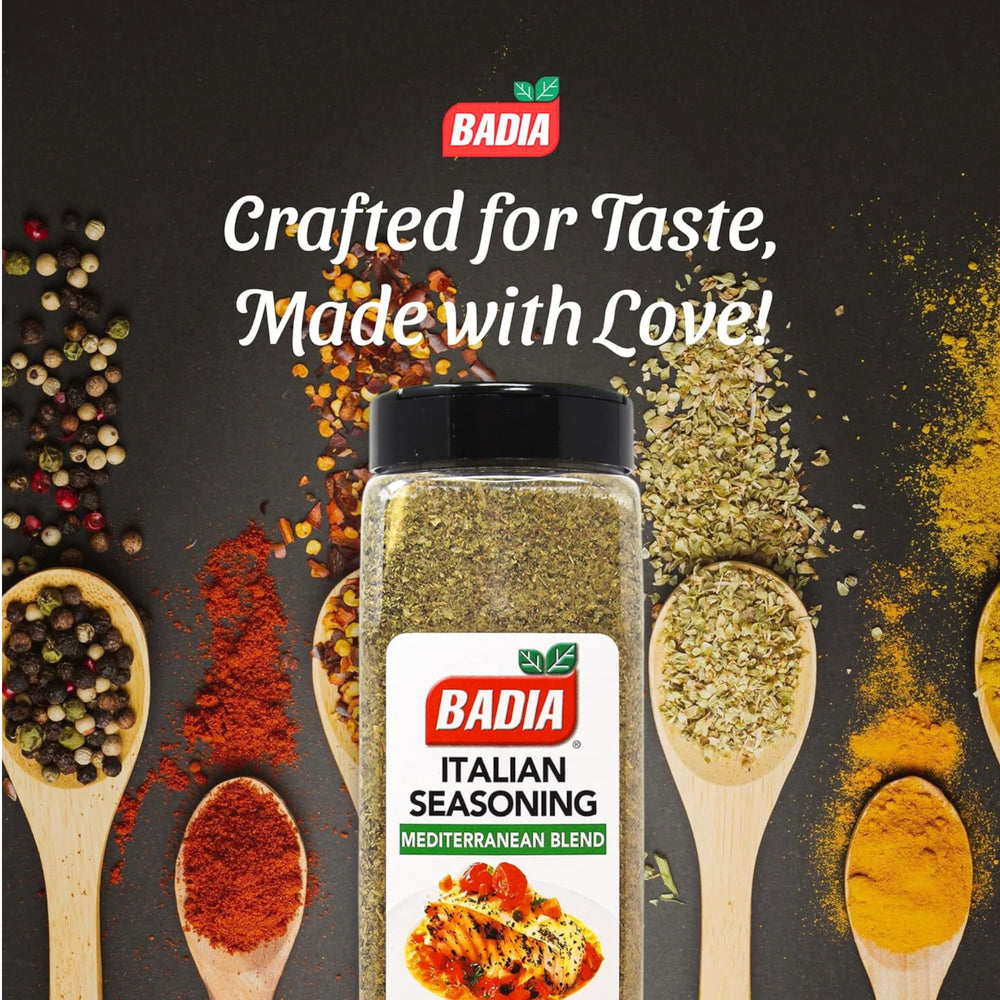 Badia Italian Seasoning on roasted vegetables for even seasoning.