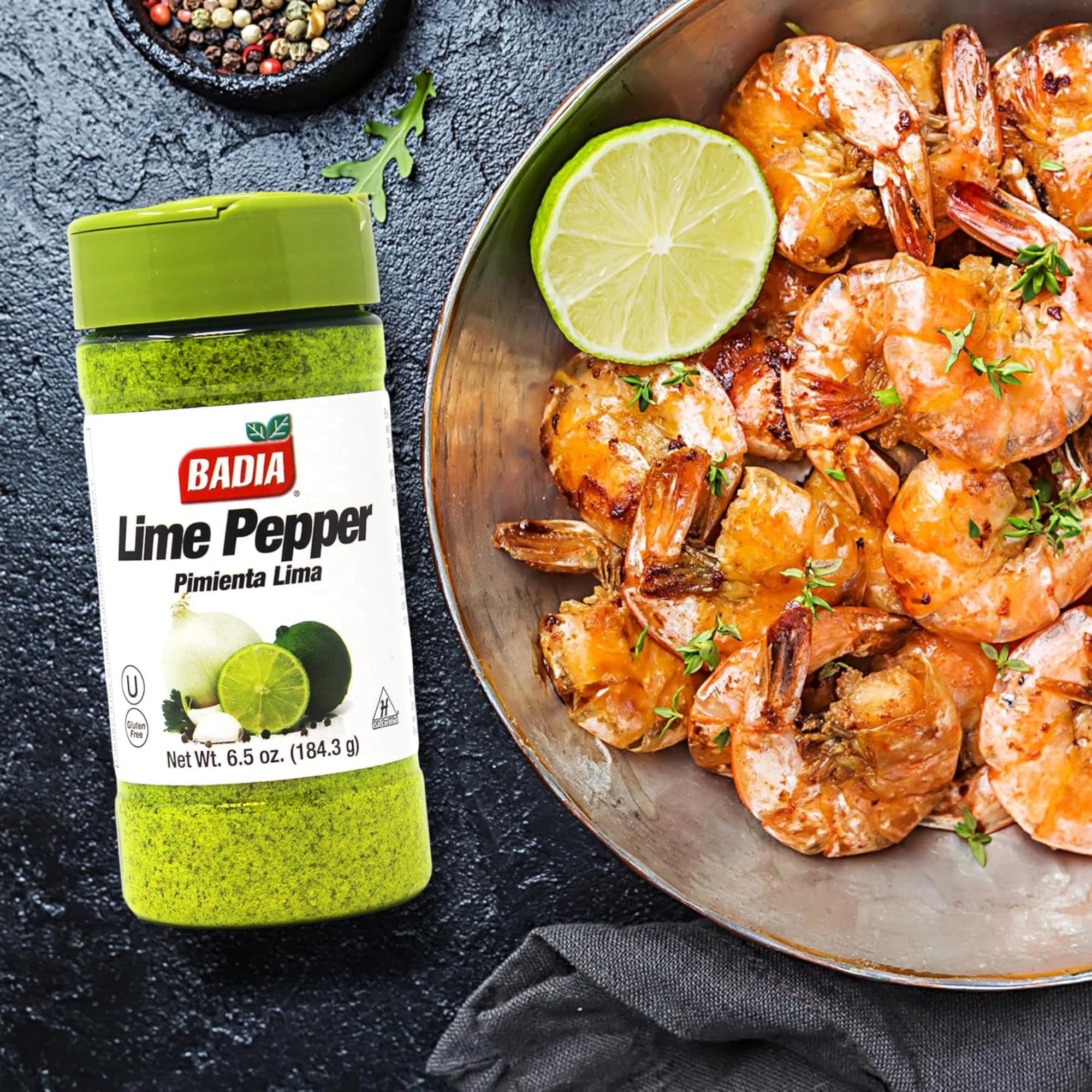 Badia Lime Pepper on seafood to lift ocean flavors