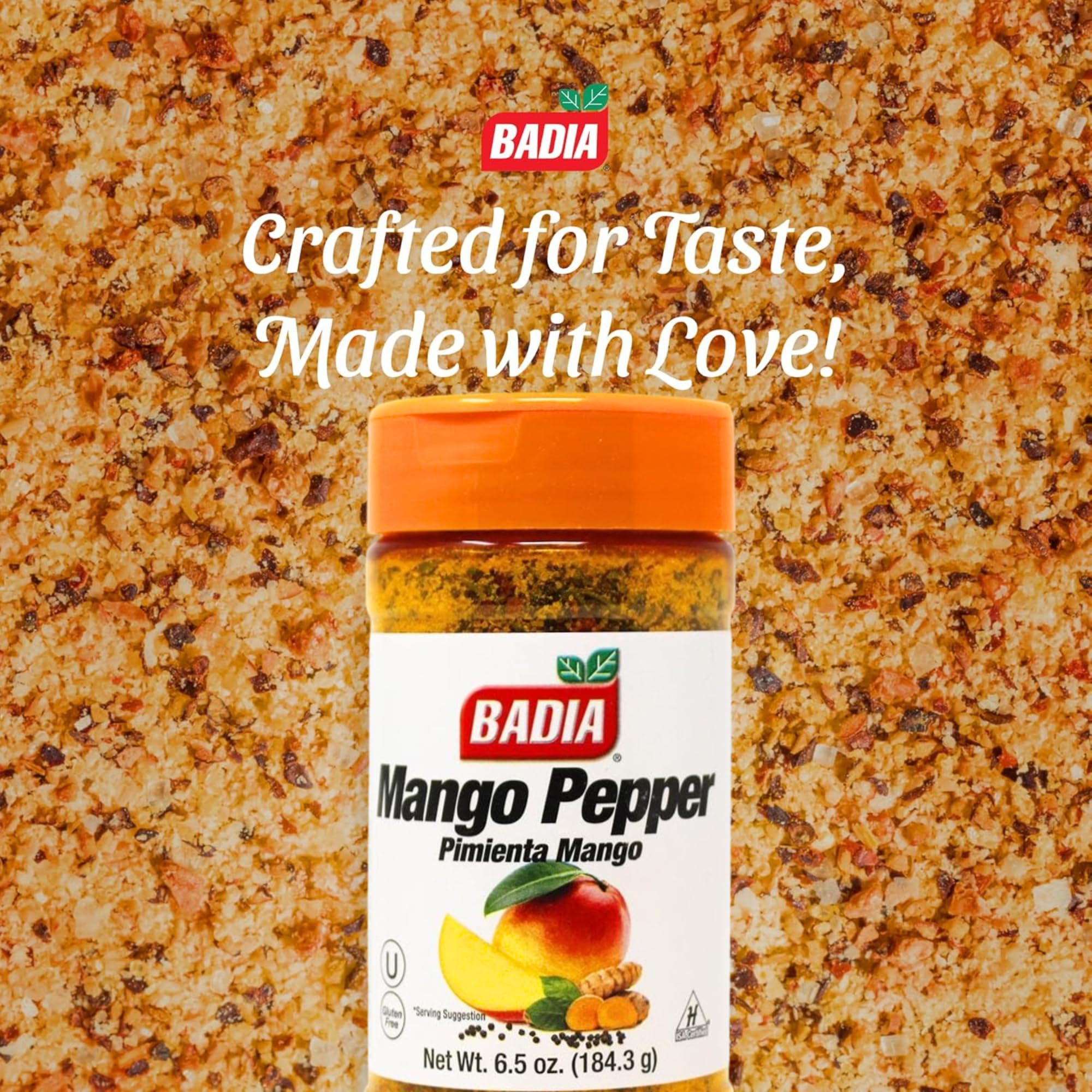 Badia Mango Pepper Seasoning over rice adds fruity aroma and zest