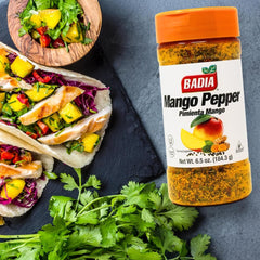 Badia Mango Pepper Seasoning in a spice bowl ready to marinate or rub