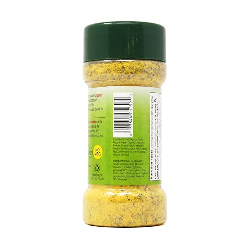 Close-up of Badia Organic Adobo Seasoning showing herb-rich texture for rich seasoning.