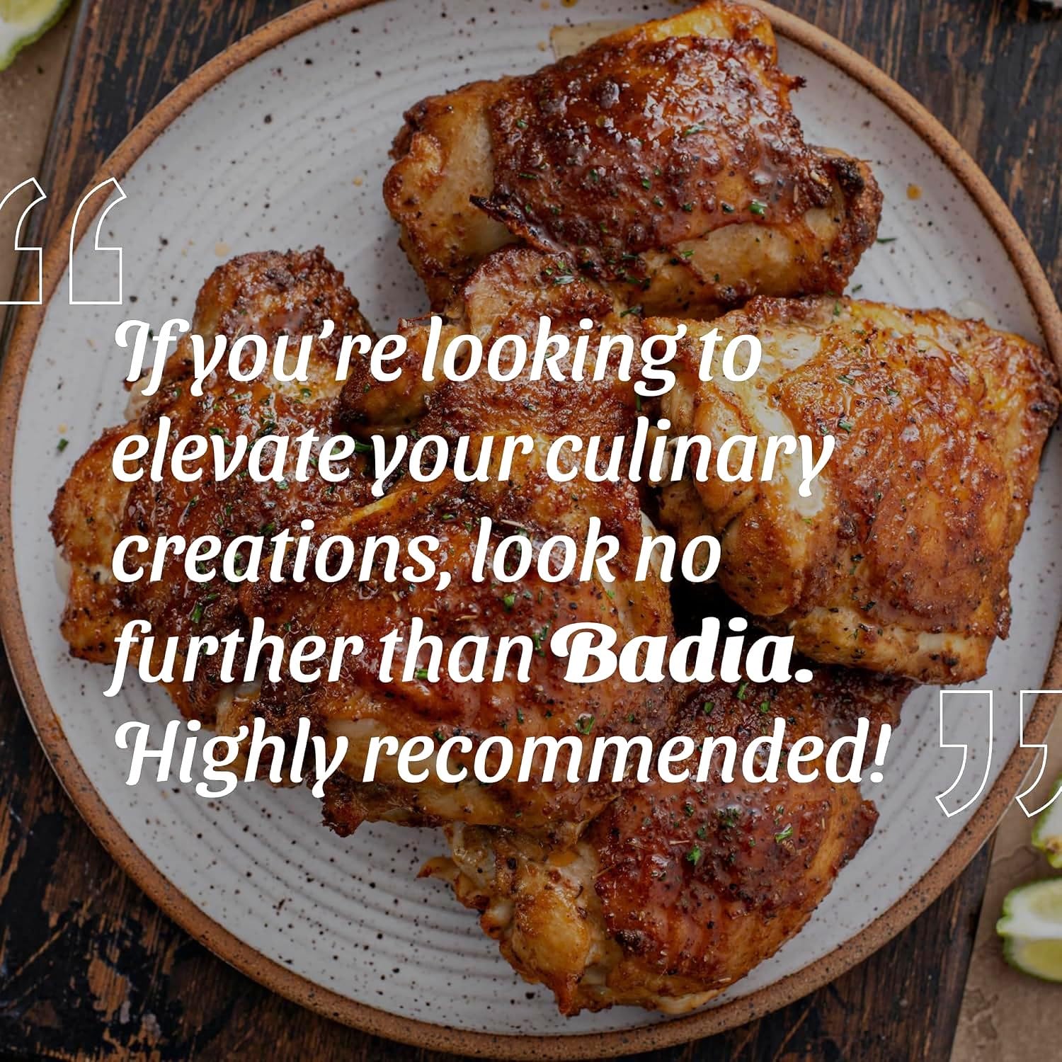 Grilled chicken seasoned with Badia Organic Adobo Seasoning on the grill.