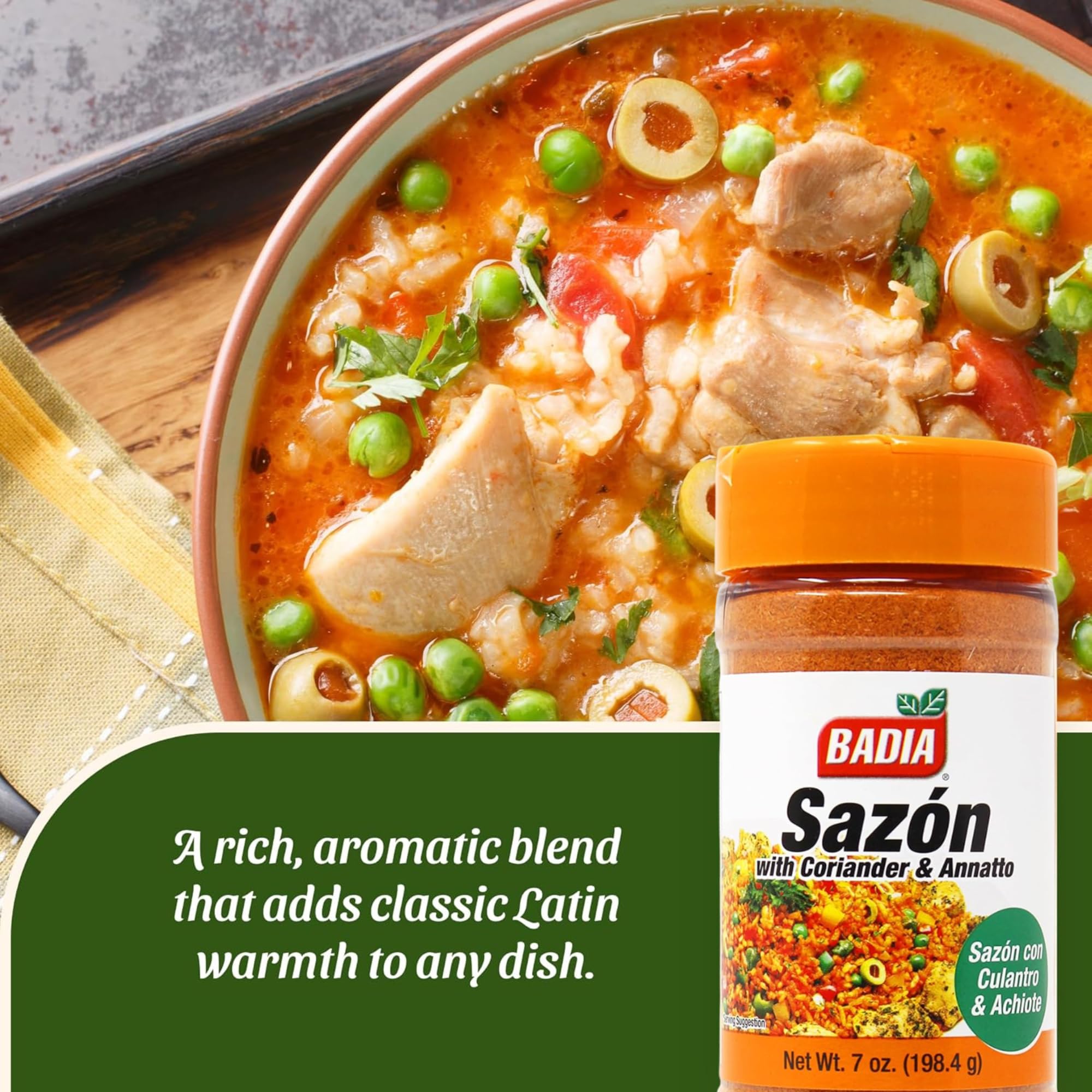 Chicken being seasoned with Badia Sazón for even flavor distribution.
